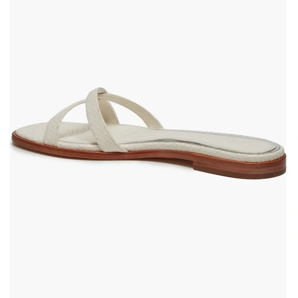 PAIGE Toby Snake‑Embossed Leather Slide Sandals Women’s Size 7
